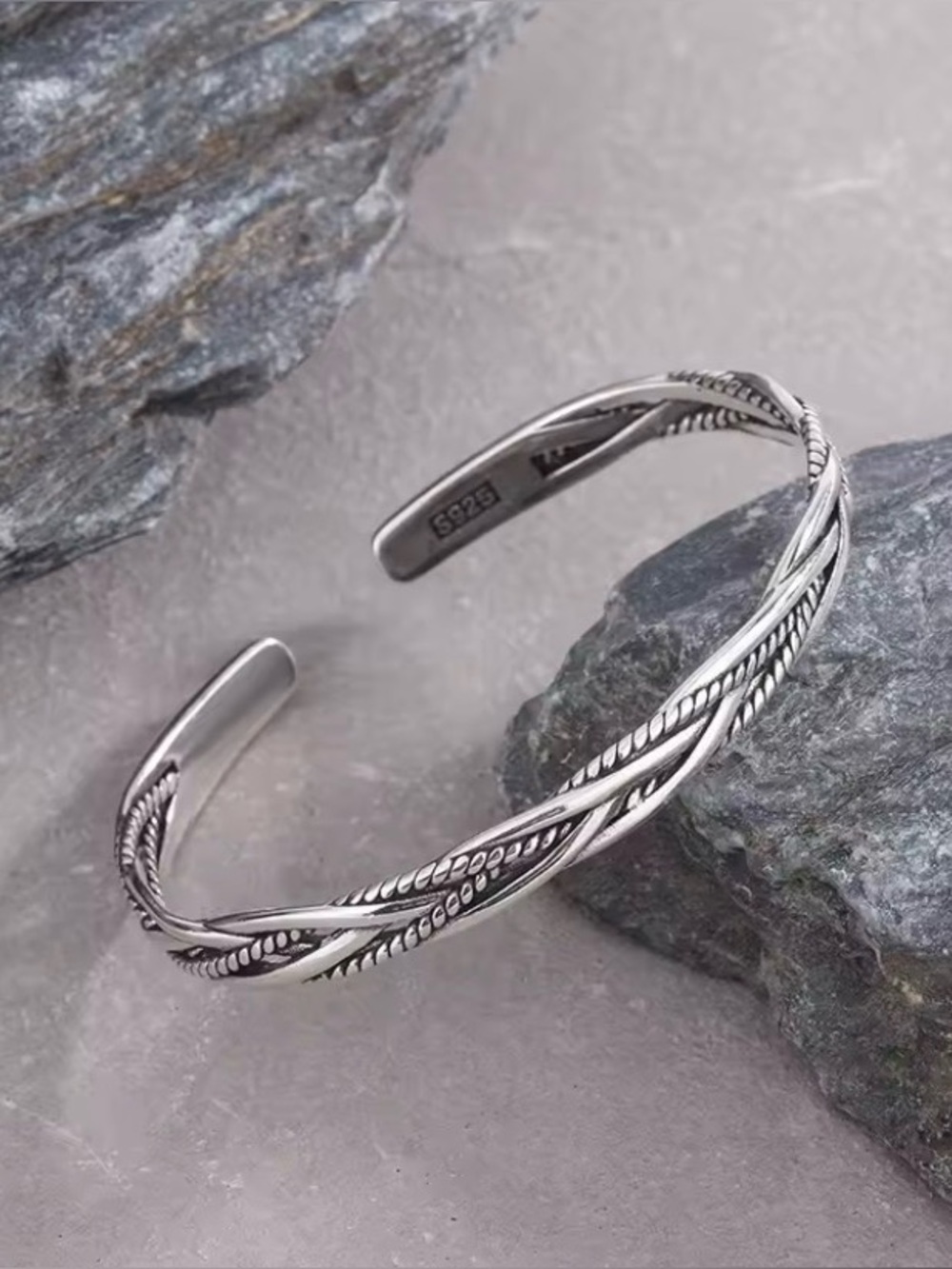 Twisted design 925 Sterling Silver Bangle Bracelet Wristband